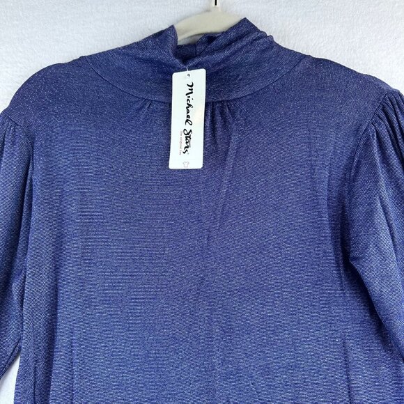 NWT Michael Stars Tunic Womens Medium Blue Top Layer Shiny Preppy Y2k Retro - Picture 3 of 14